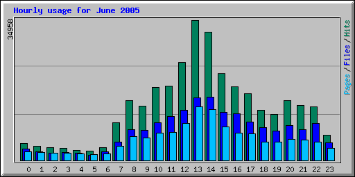 Hourly usage for June 2005