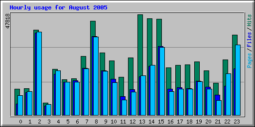 Hourly usage for August 2005